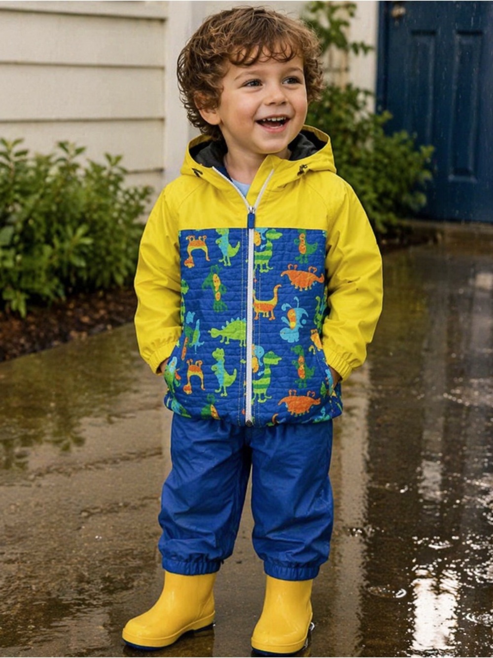 OshKosh B’gosh Rain Jacket & Pants Set Boys Size 3 Dinosaur Waterproof